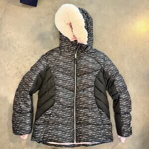 Zero Xposur Black puffer fleece hooded winter jacket ski girls 10/12 outerwear